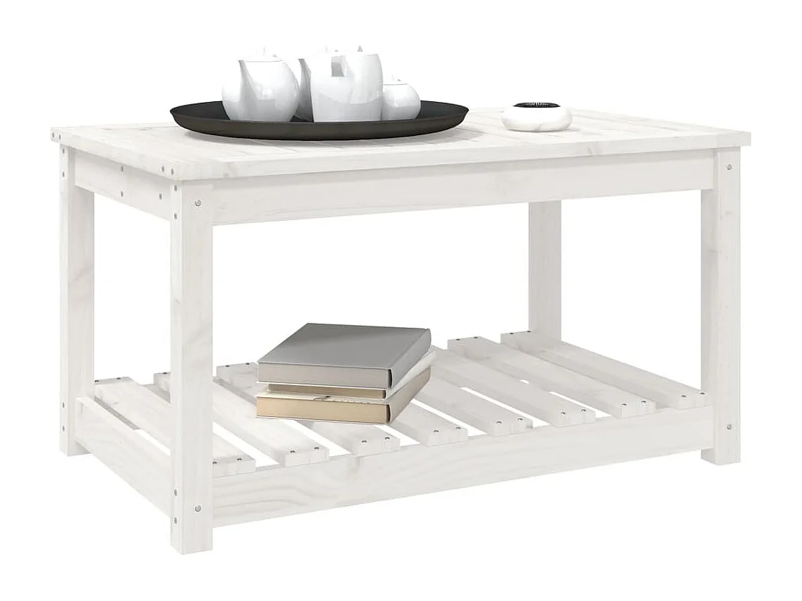 Table de jardin blanc 82,5x50,5x45 cm bois massif de pin