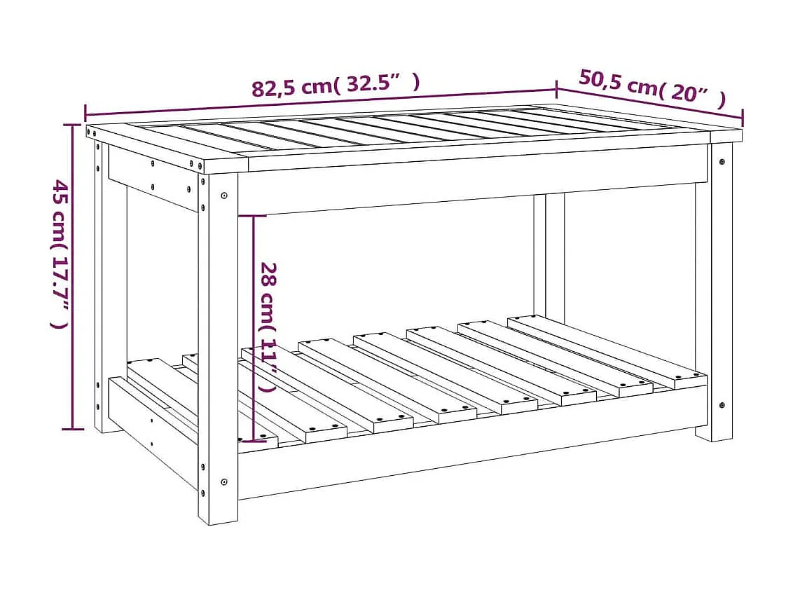 Table de jardin blanc 82,5x50,5x45 cm bois massif de pin