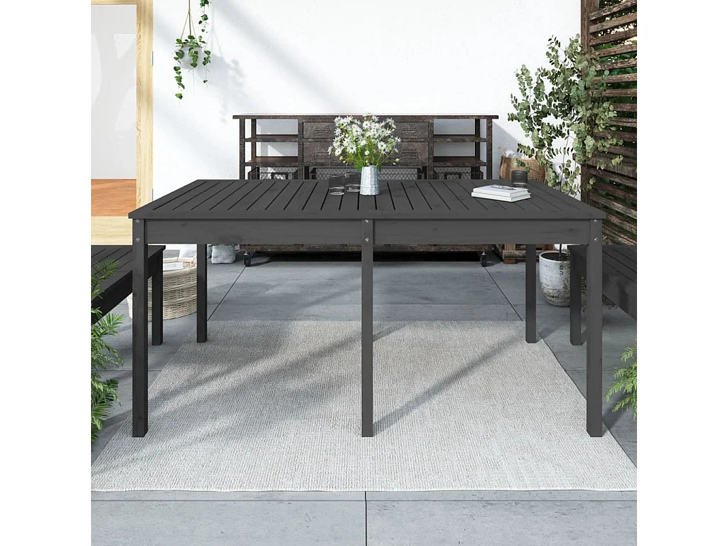 Table de jardin gris 159,5x82,5x76 cm bois massif de pin