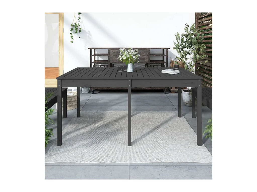 Table de jardin gris 159,5x82,5x76 cm bois massif de pin