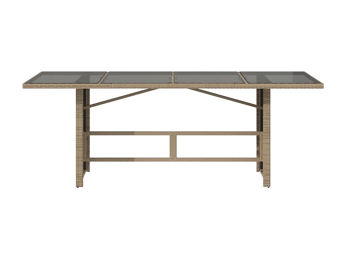 Table de jardin dessus en verre beige 190x80x74 cm
