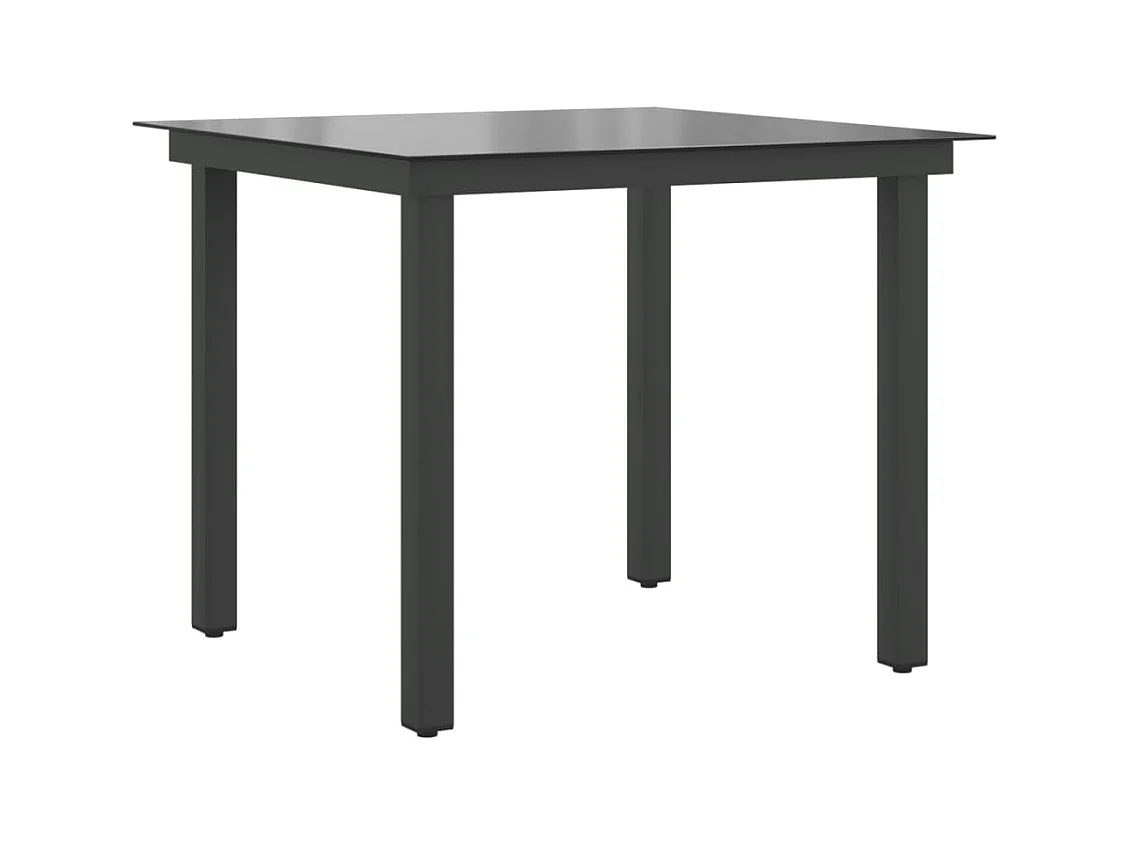 Table de jardin Noir 80 x 80 x 74 cm Aluminium et verre