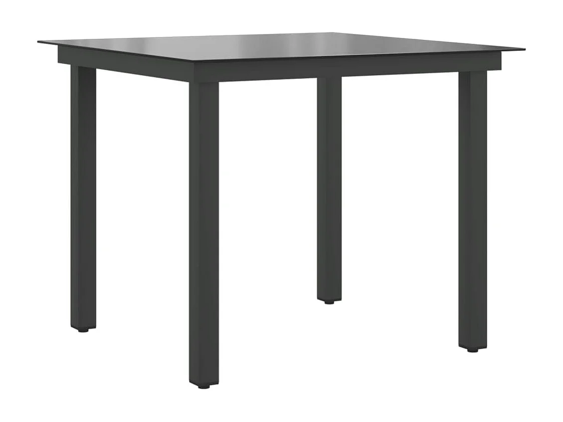 Table de jardin Noir 80 x 80 x 74 cm Aluminium et verre