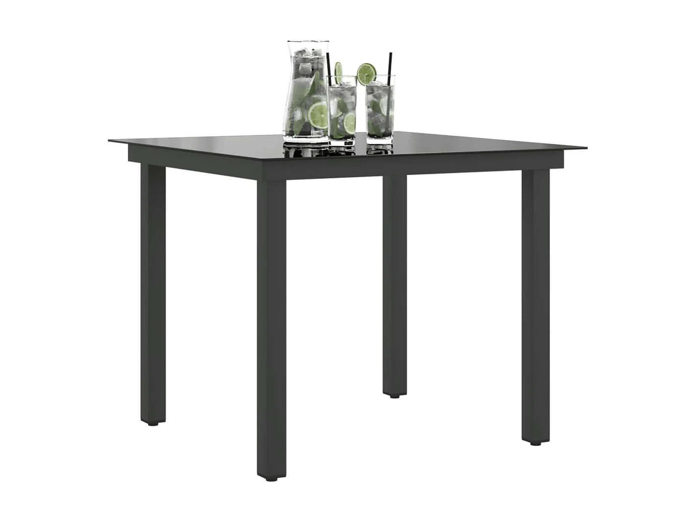 Table de jardin Noir 80 x 80 x 74 cm Aluminium et verre