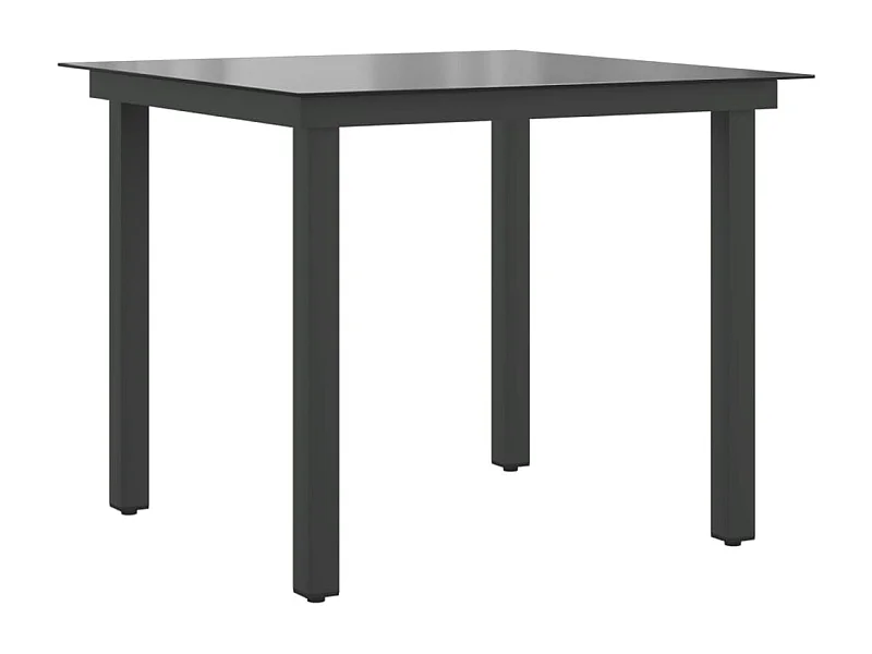 Table de jardin Noir 80 x 80 x 74 cm Aluminium et verre