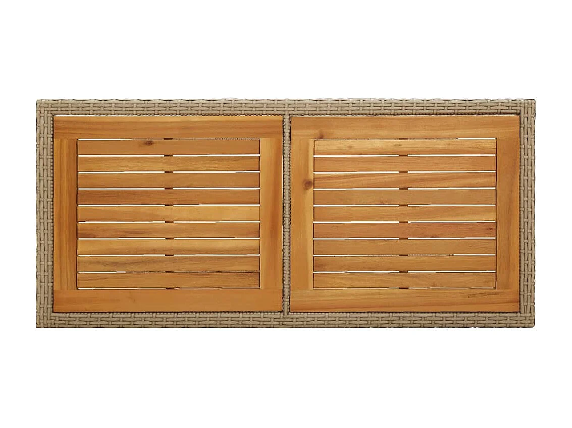 Table de jardin Beige Bois massif d'acacia et poly rotin