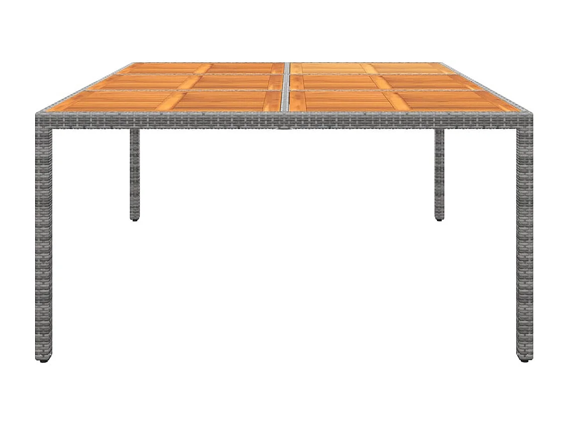 Table de jardin 200x150x75 cm Acacia et résine tressée Gris