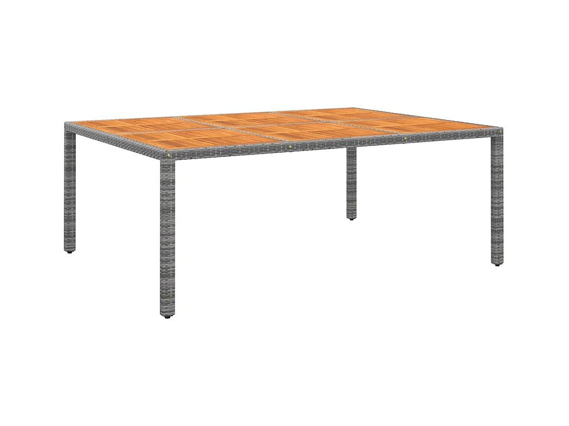 Table de jardin 200x150x75 cm Acacia et résine tressée Gris