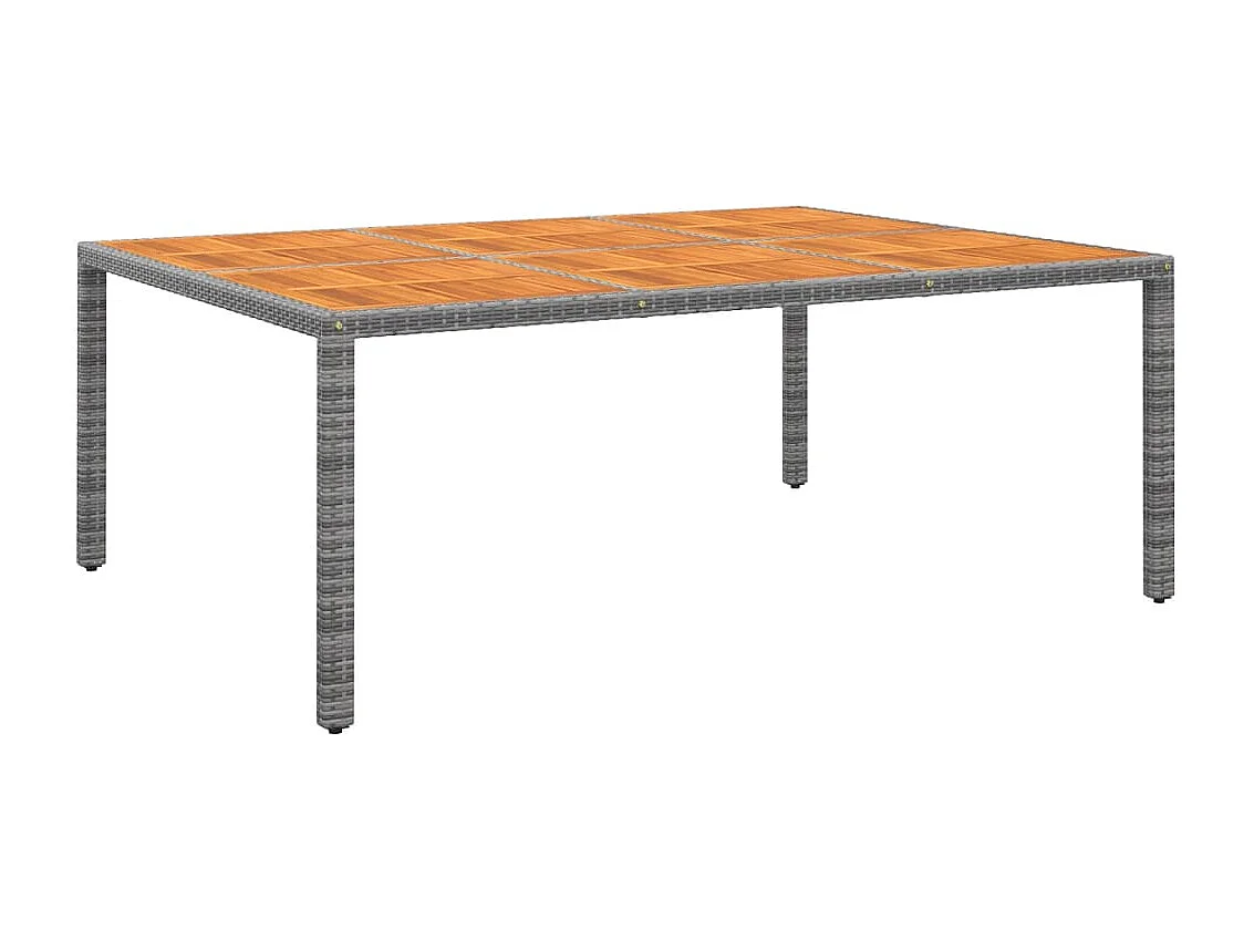Mesa jardim 200x150x75 cm madeira de acácia e vime PE cinzento