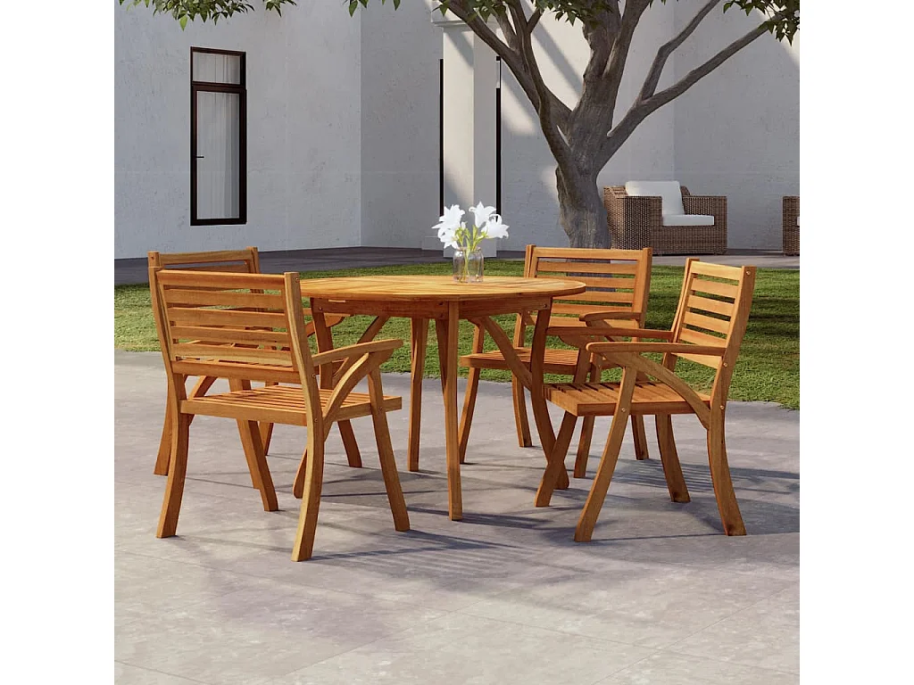 Table de jardin Ø 110 cm Bois d'acacia solide