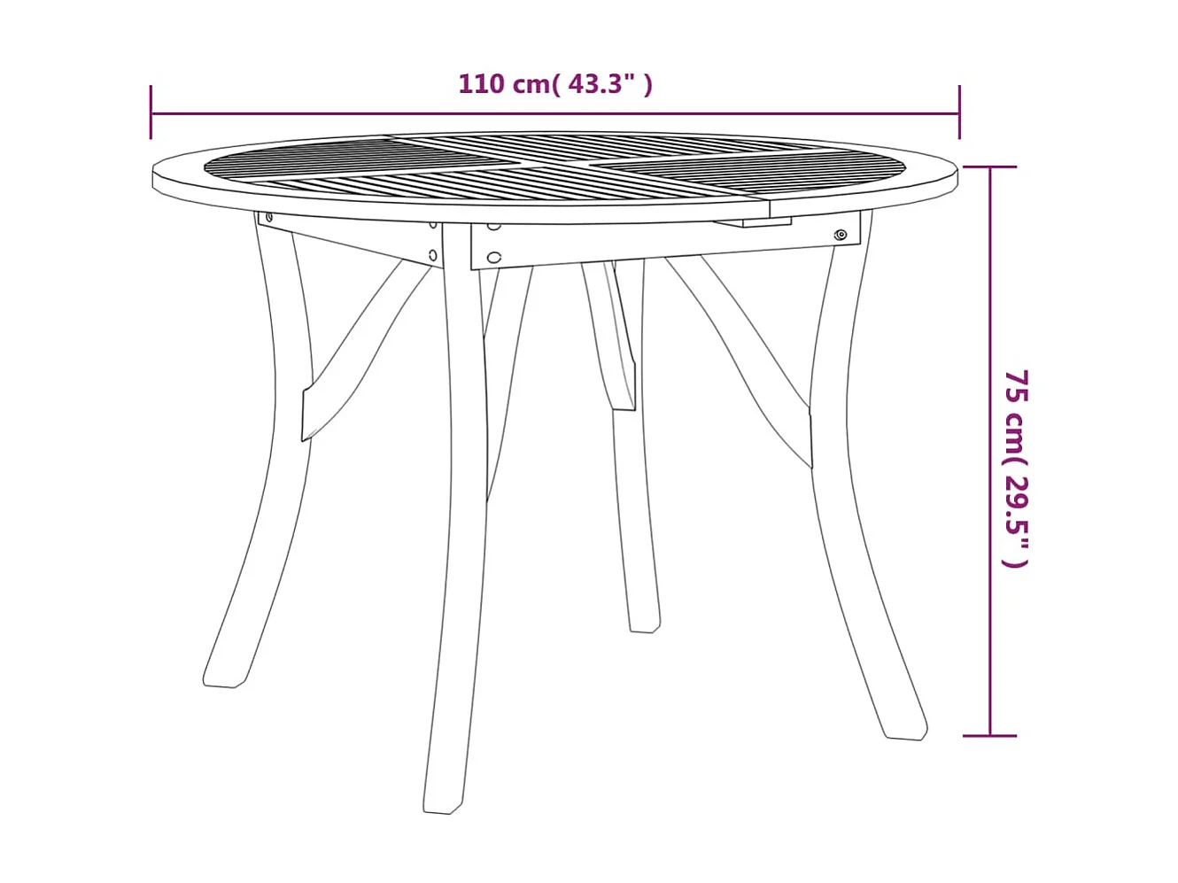 Table de jardin Ø 110 cm Bois d'acacia solide