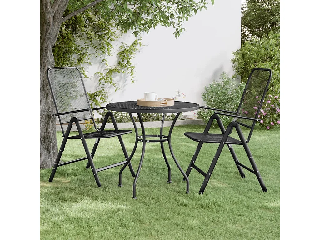 Table de jardin Ø80x72 cm Maille métallique Anthracite