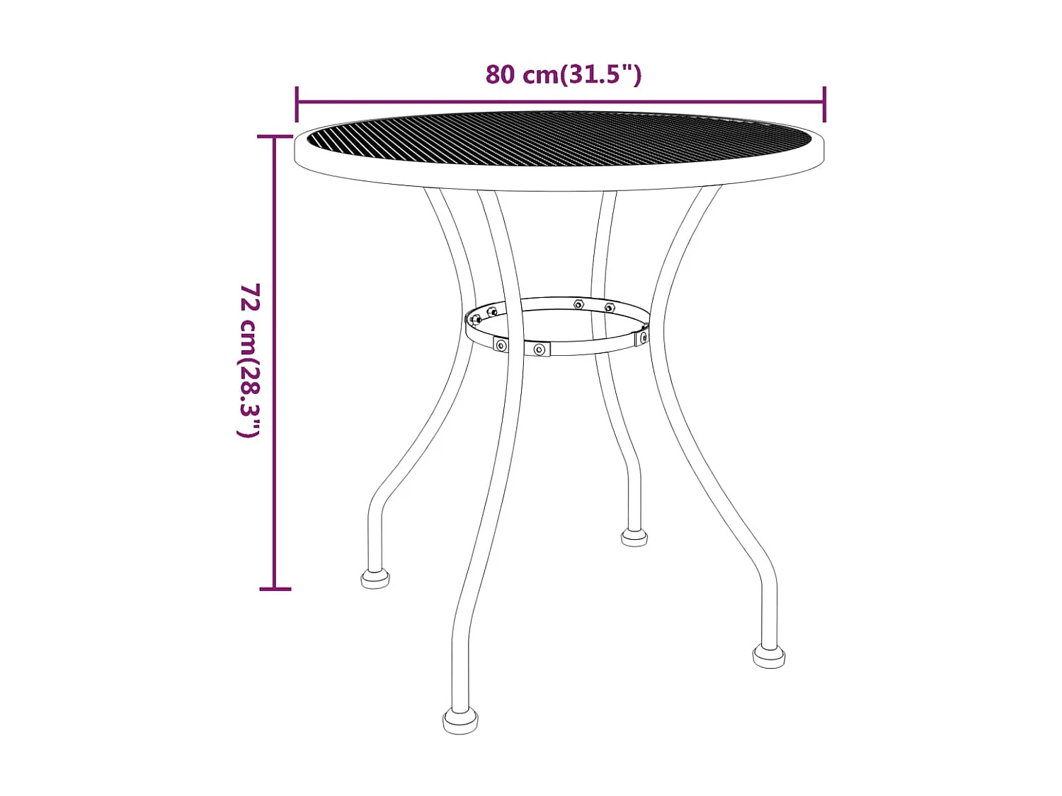 Table de jardin Ø80x72 cm Maille métallique Anthracite