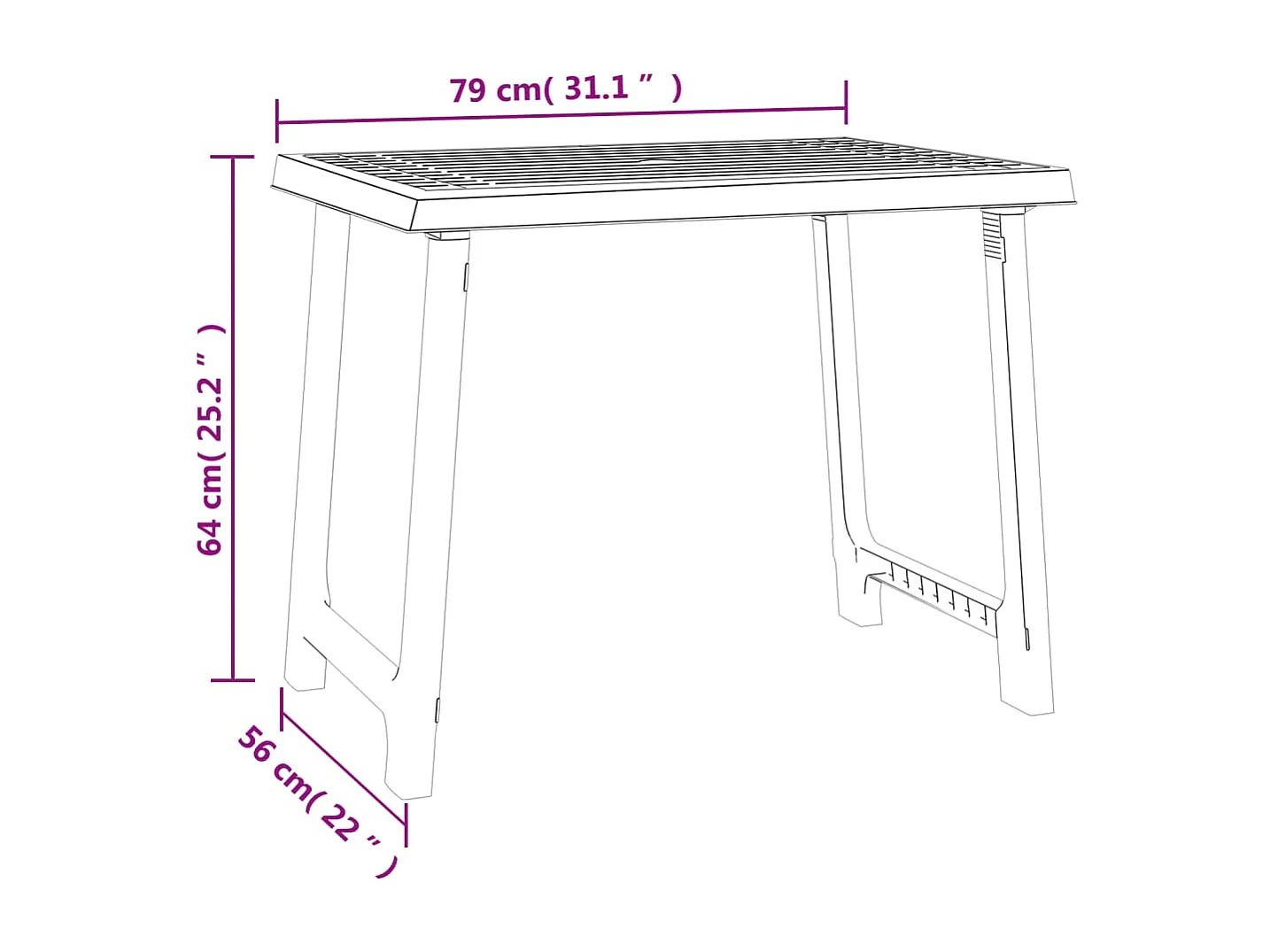 Table de camping anthracite 79x56x64 cm PP aspect de bois