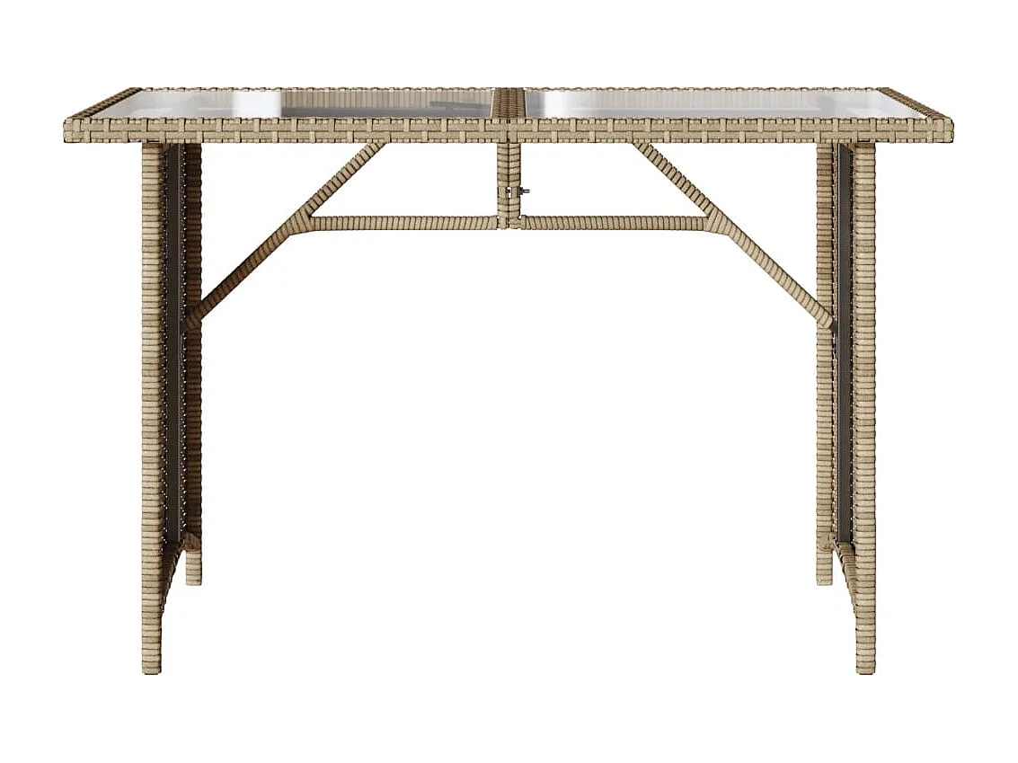 Mesa de jardim com tampo de vidro 110x68x70 cm vime PE bege