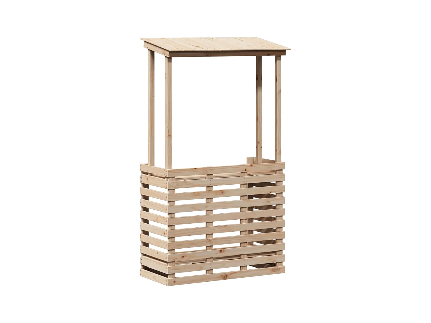Table de bar d'extérieur et toit 112,5x57x195,5 cm bois massif