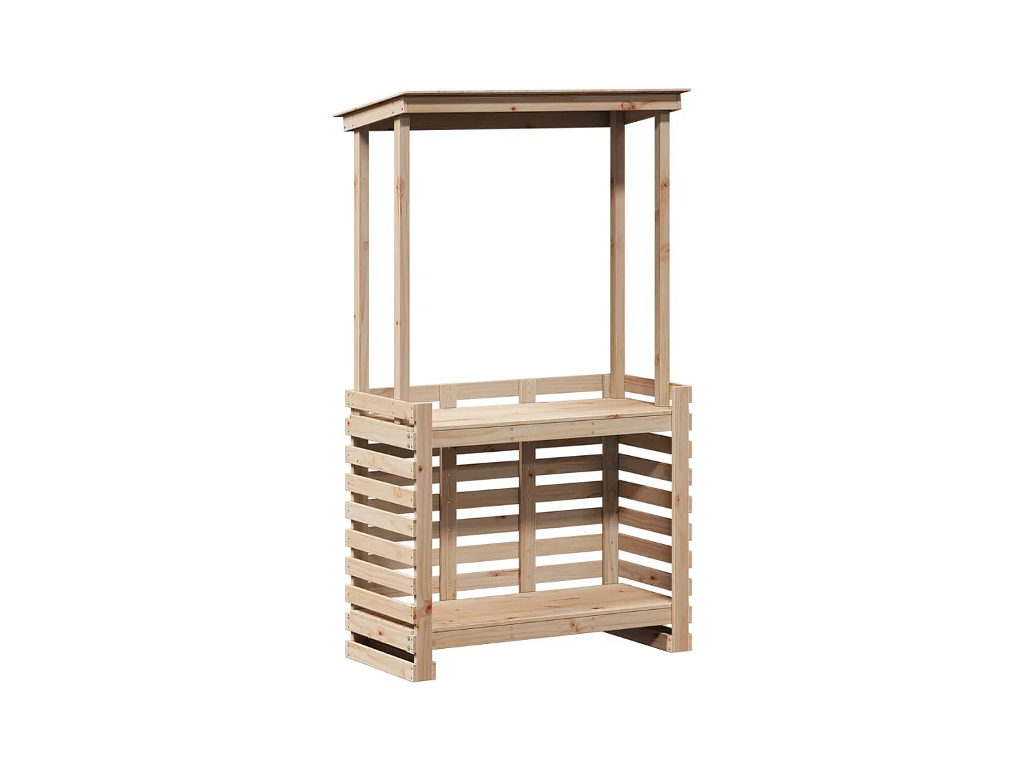 Table de bar d'extérieur et toit 112,5x57x195,5 cm bois massif