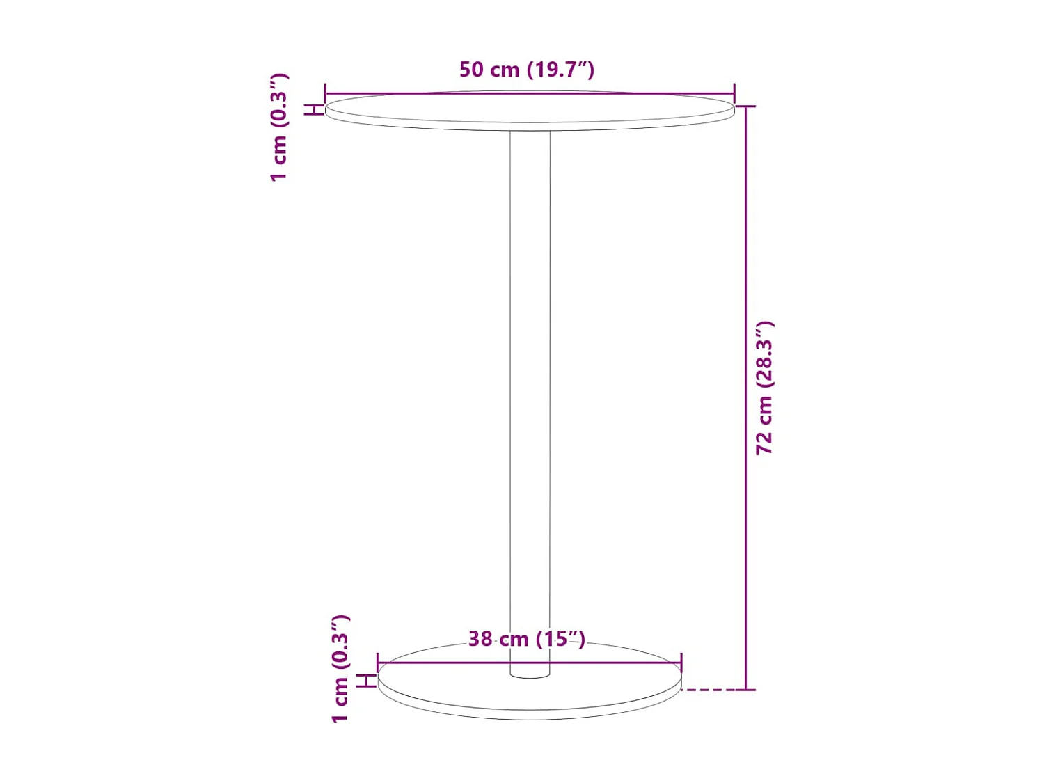 Table de jardin ronde noir Ø50x72 cm acier