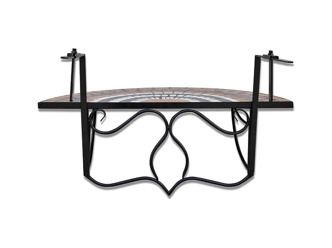 Table suspendue de balcon Terre cuite et blanc Mosaïque