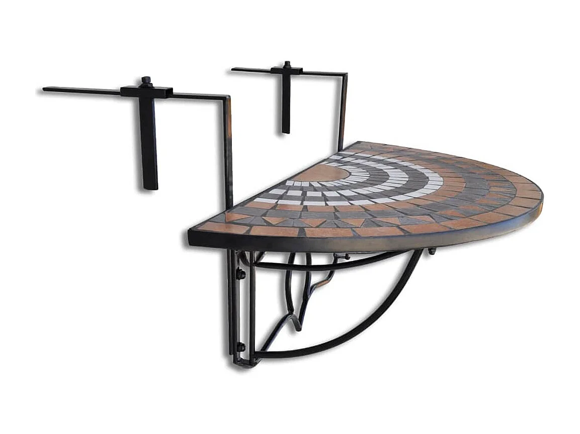 Mesa de varanda suspensa mosaico terracota e branco