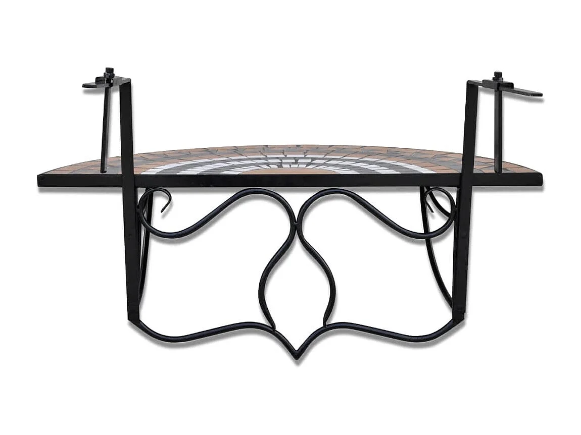 Mesa de varanda suspensa mosaico terracota e branco