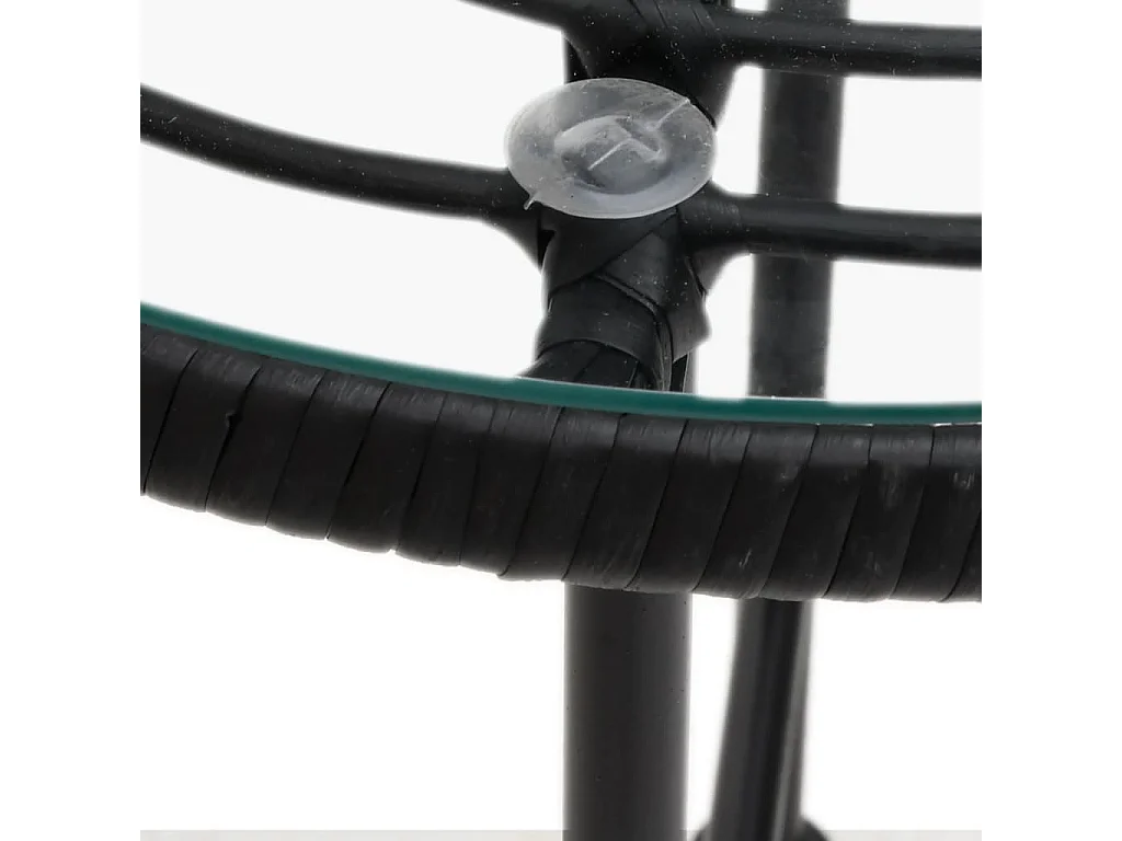 Mesa de comedor de vidrio templado y acero negro 80 cm