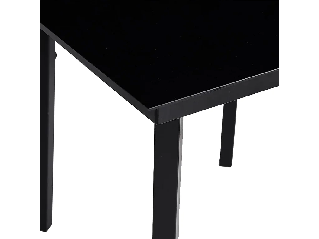 Mesa de comedor de jardín acero y vidrio negra 140x70x74 cm
