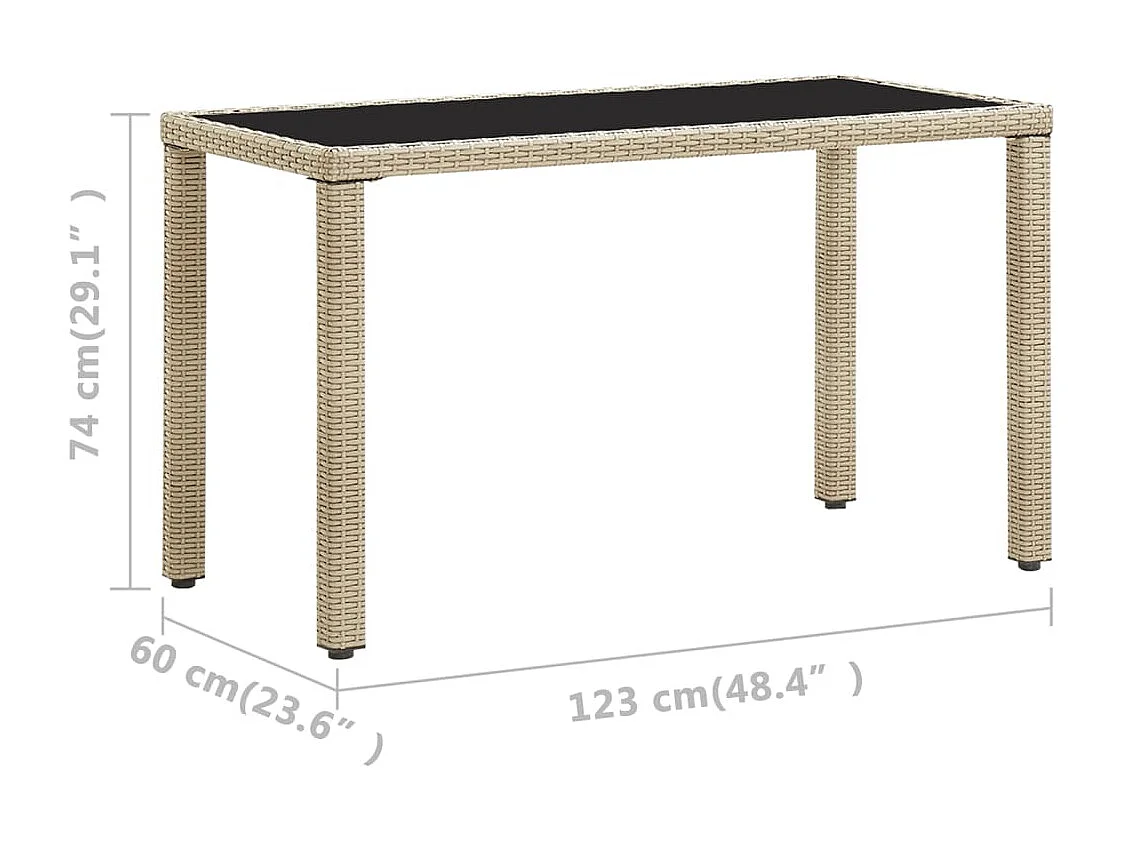 Table de jardin Beige 123x60x74 cm Résine tressée