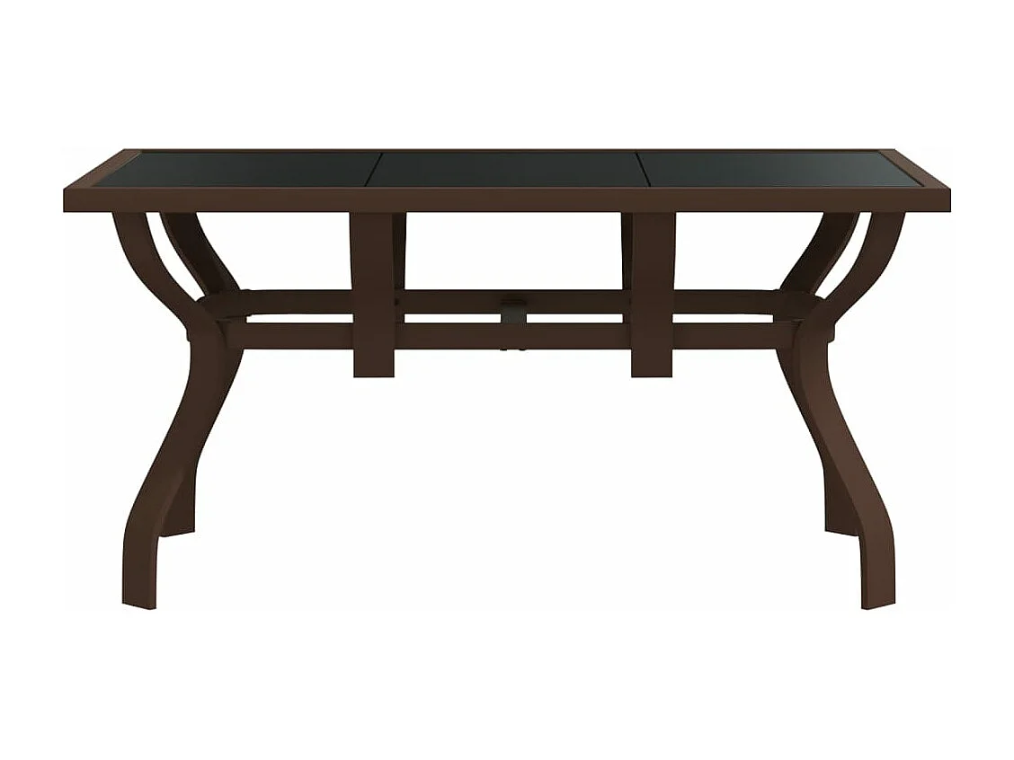 Mesa de jardín acero y vidrio marrón y negro 140x70x70 cm