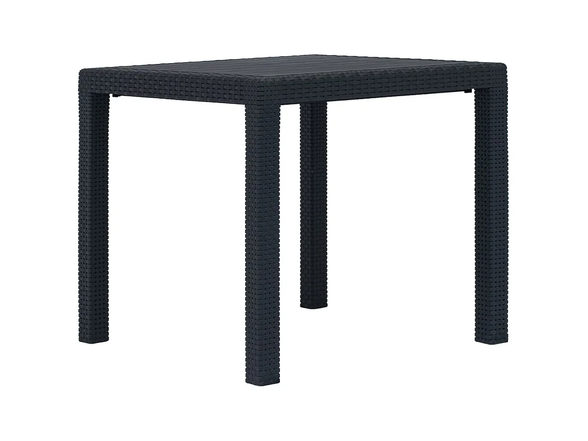 Table de jardin Anthracite 79x79x72cm Plastique Aspect de rotin