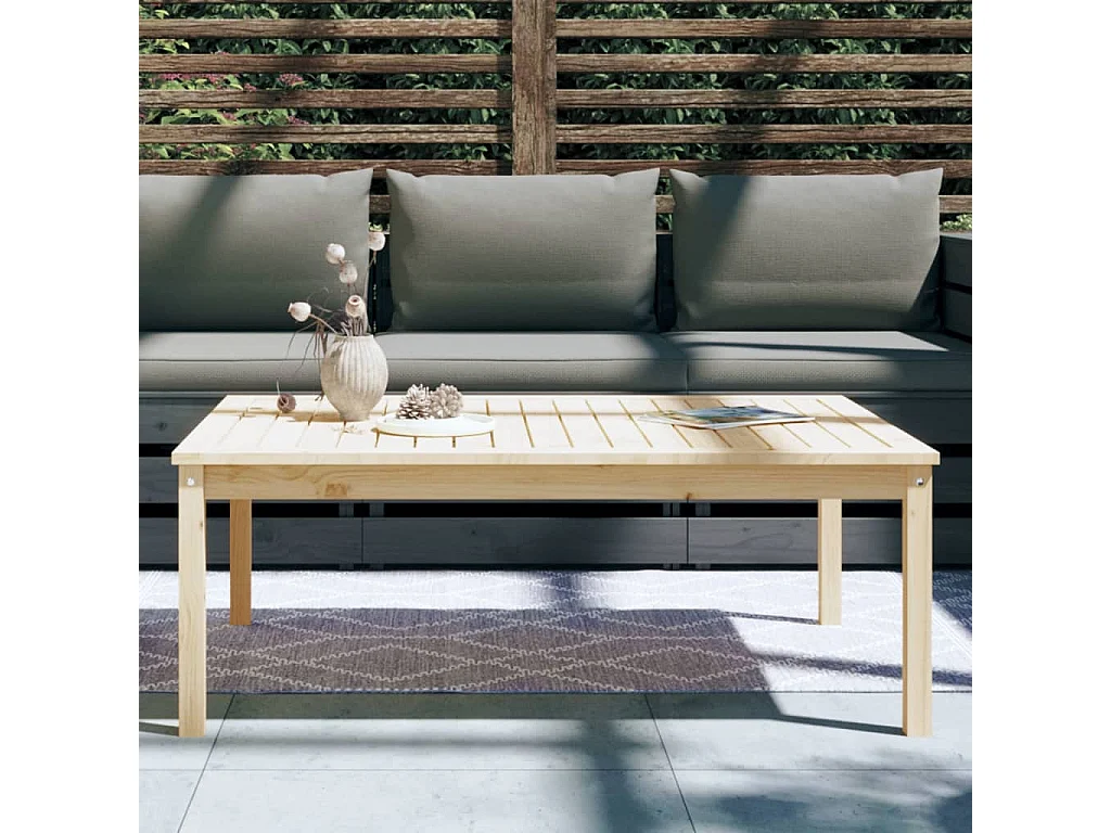 Mesa de jardín madera maciza pino 121x82,5x45 cm