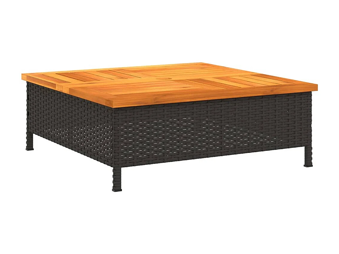 Tuintafel 70x70x25 cm poly rattan en acaciahout zwart