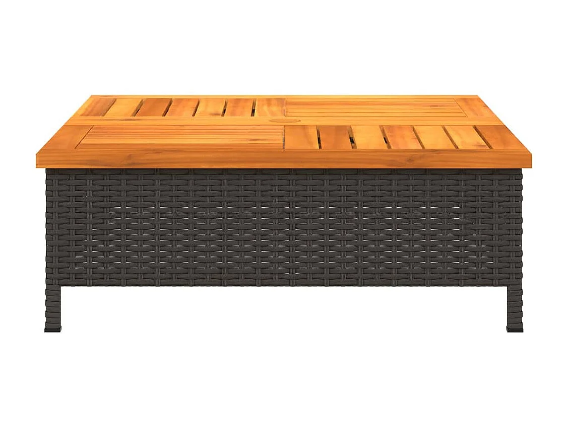 Tuintafel 70x70x25 cm poly rattan en acaciahout zwart