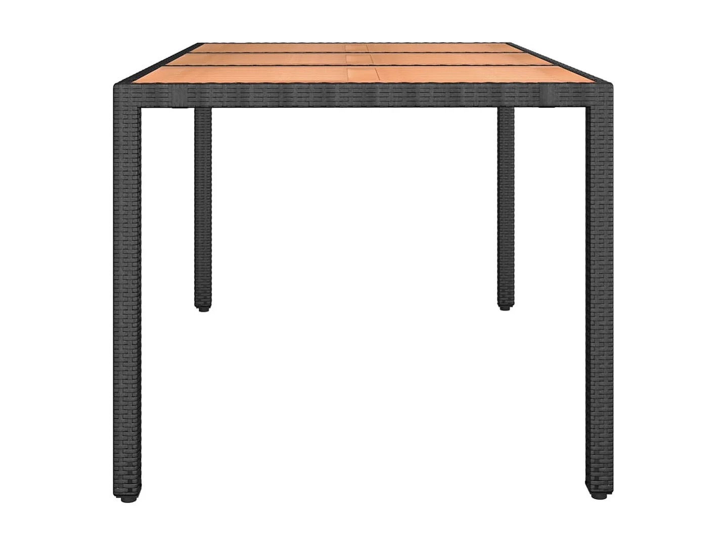 Table de jardin plateau en bois Noir Résine tressée bois massif