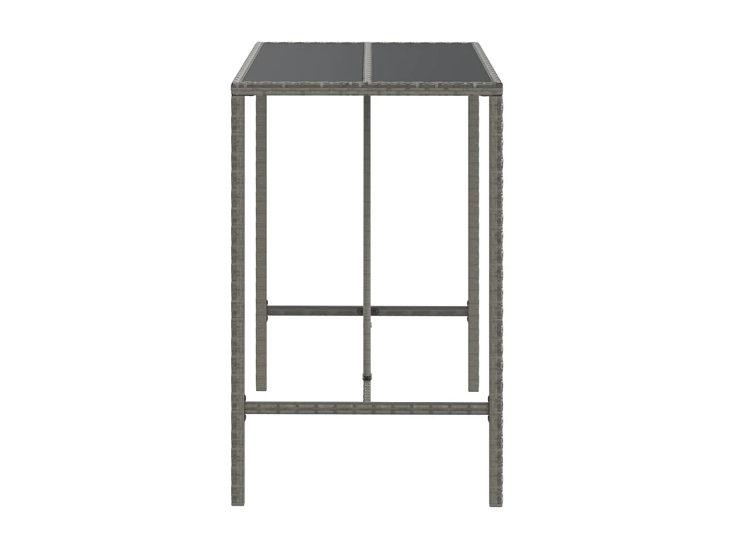 Table de bar et dessus en verre gris 110x70x110 cm poly rotin