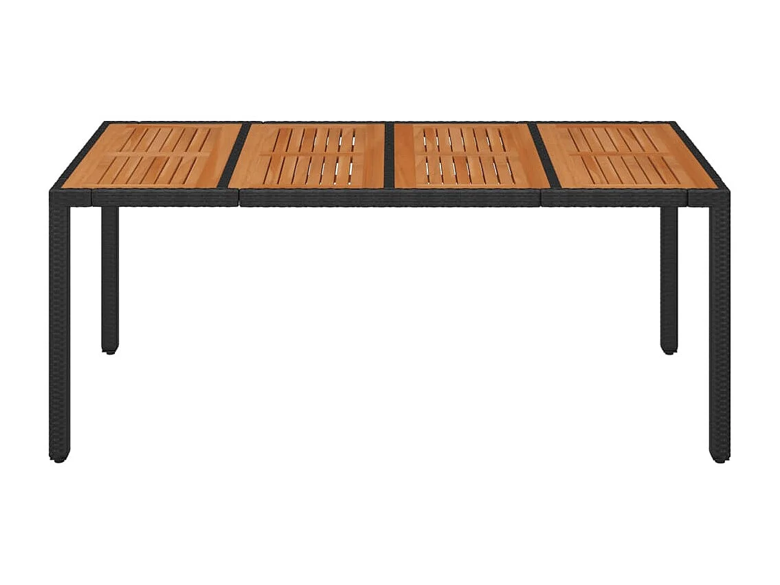Table de jardin dessus en bois Noir 190x90x75 cm Résine tressée