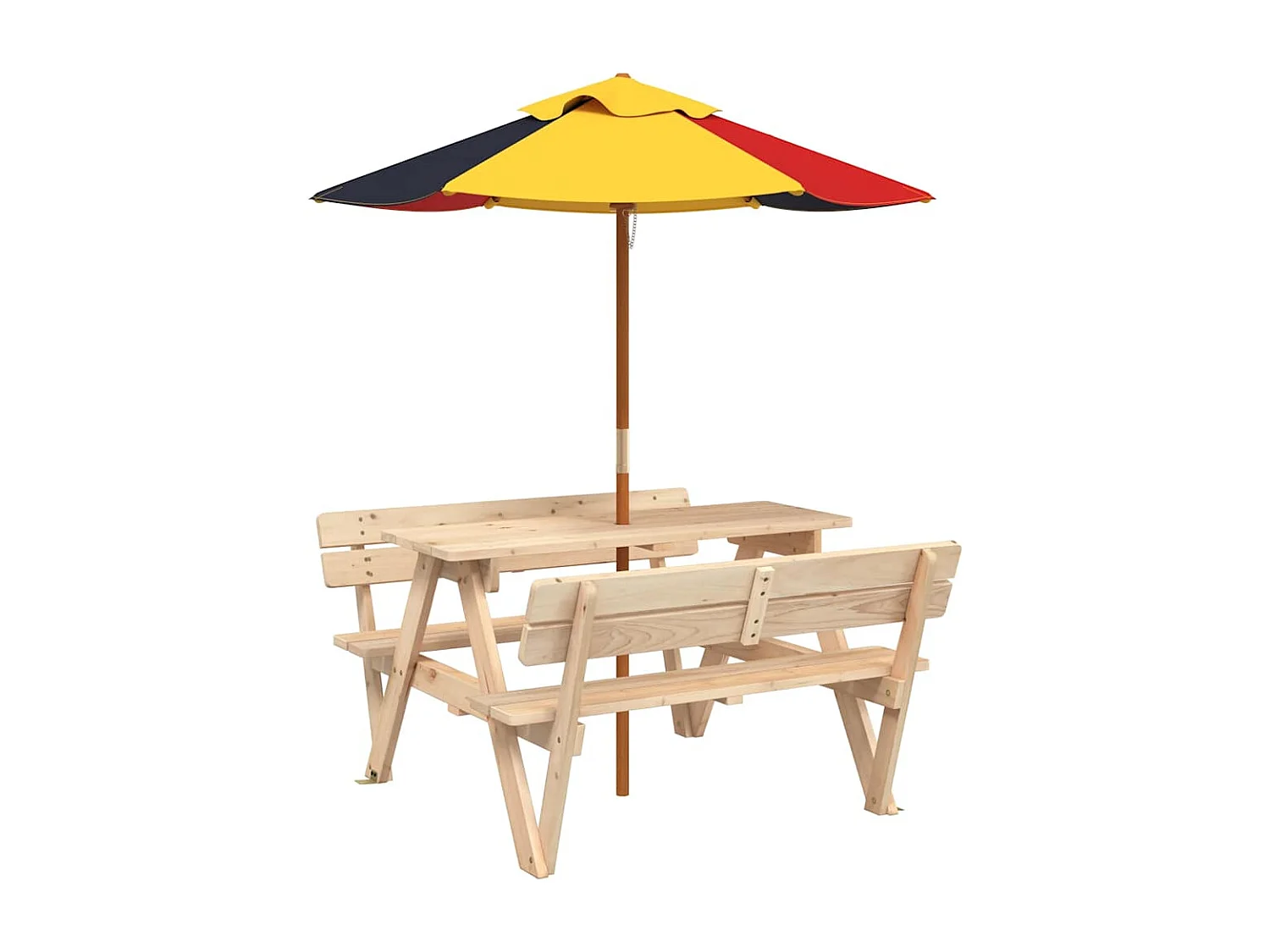Table de pique-nique pour 4 enfants avec parasol bois de sapin