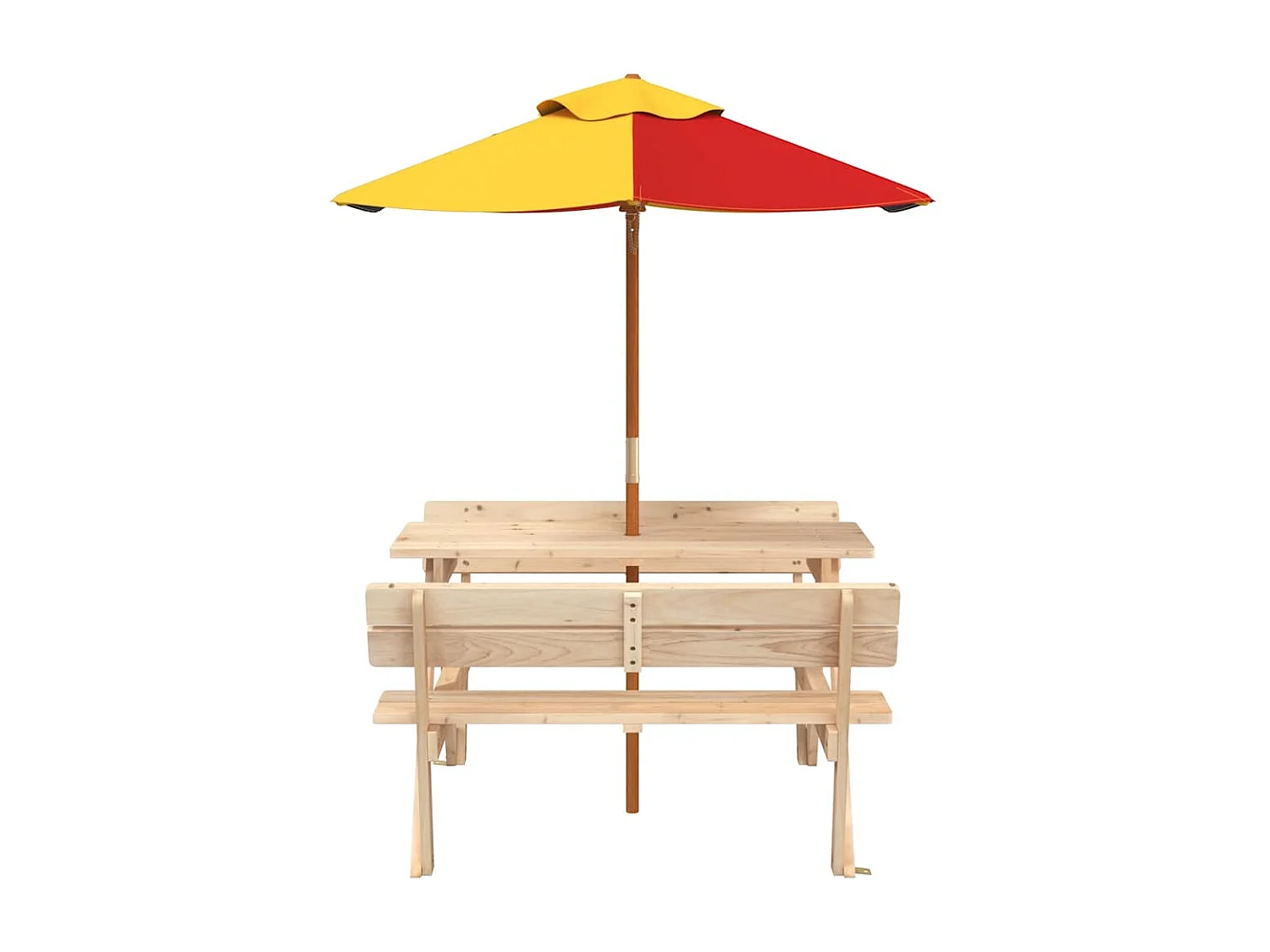 Table de pique-nique pour 4 enfants avec parasol bois de sapin