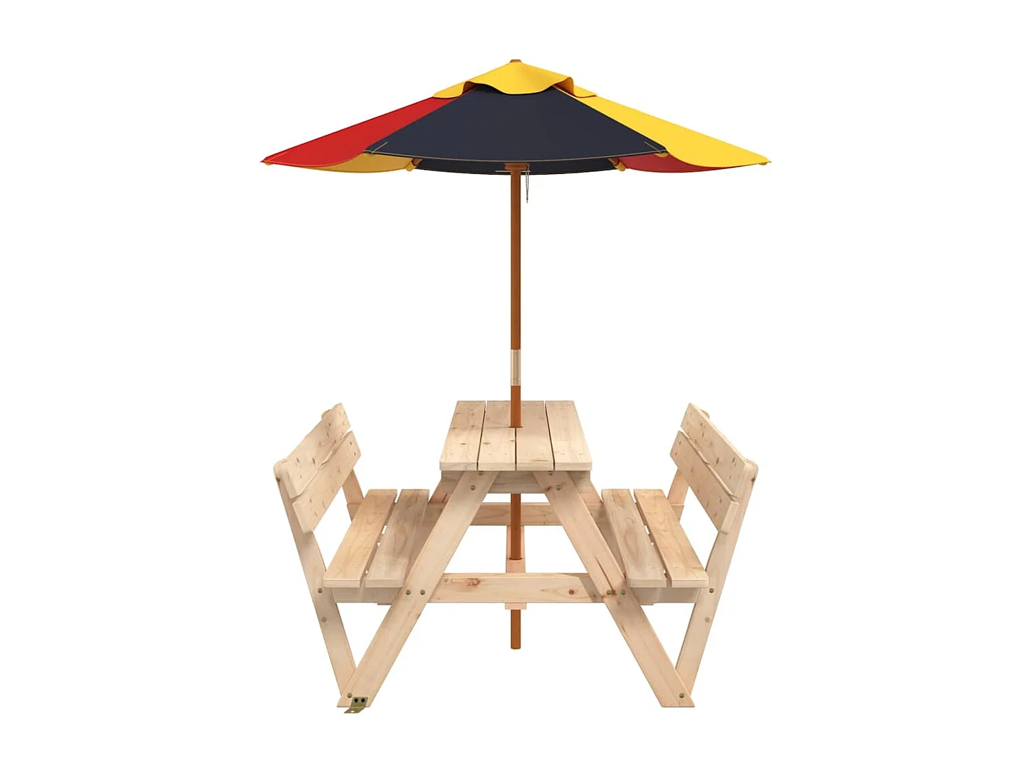 Table de pique-nique pour 4 enfants avec parasol bois de sapin
