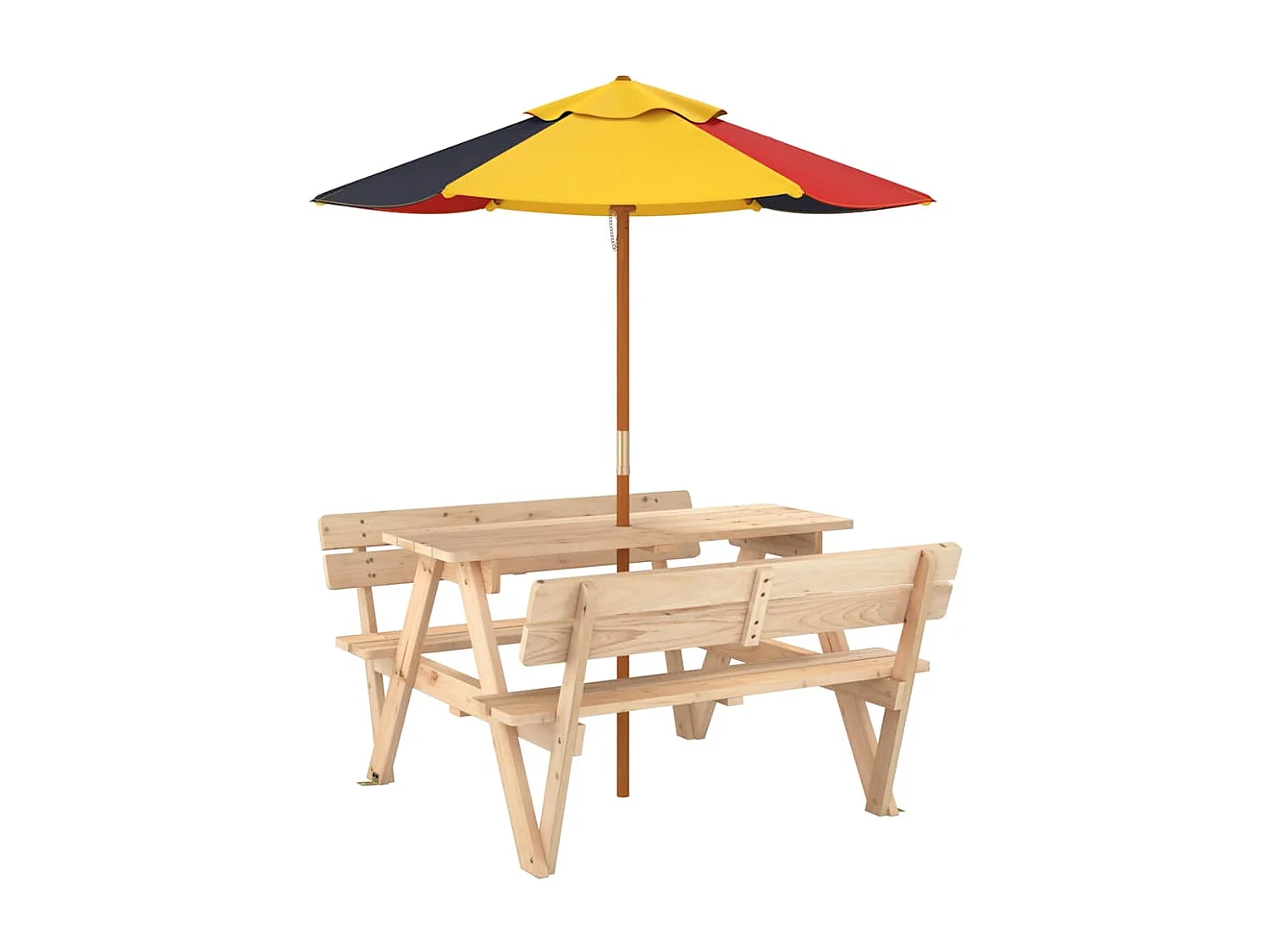 Table de pique-nique pour 4 enfants avec parasol bois de sapin