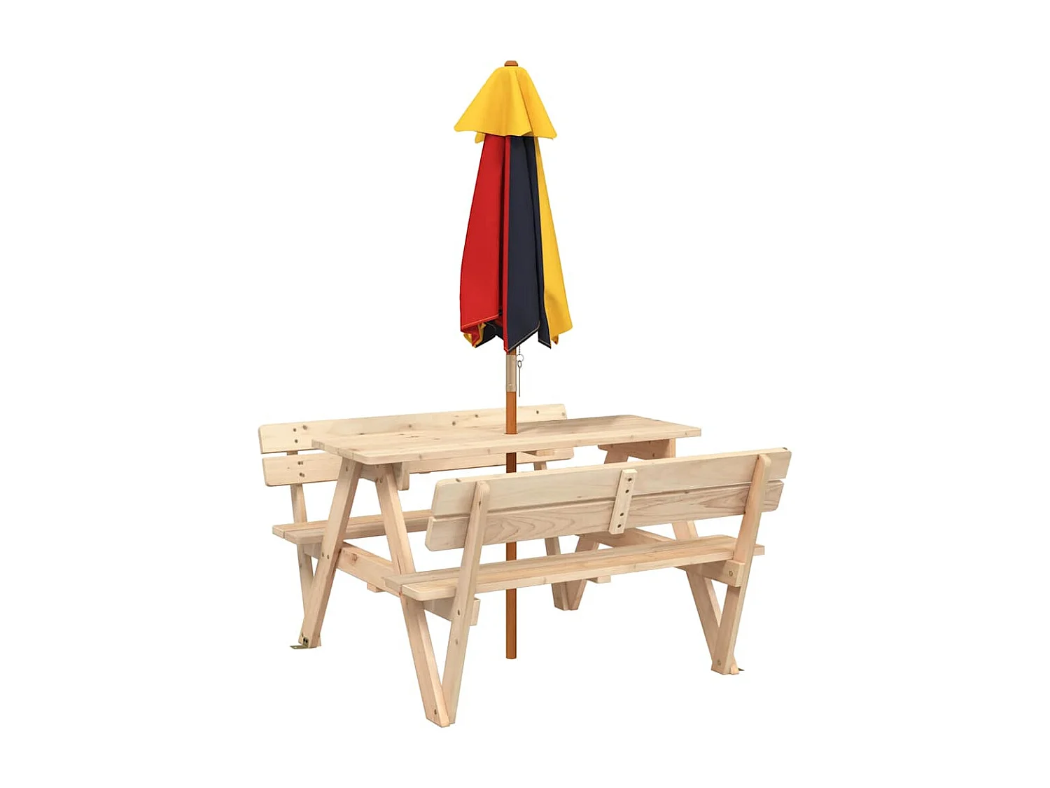 Table de pique-nique pour 4 enfants avec parasol bois de sapin
