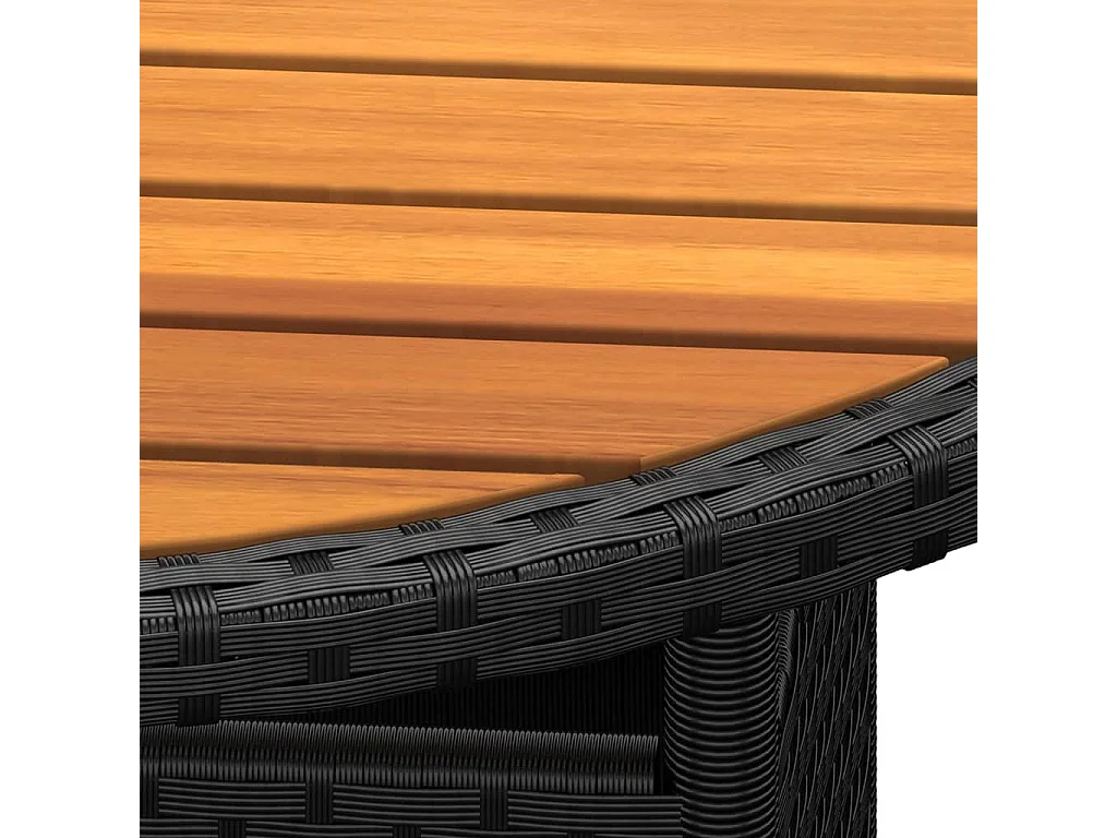 Mesa de jardín madera acacia y ratán sintético negro Ø80x75 cm