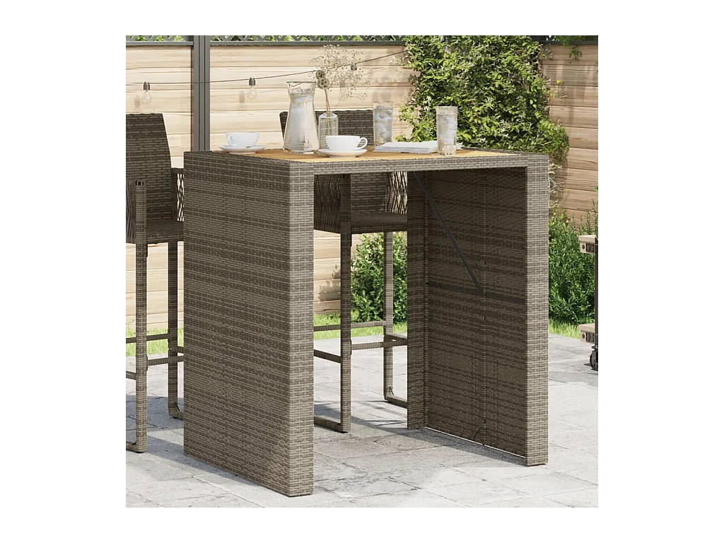 Mesa de jardín superficie de madera ratán PE gris 105x80x110cm