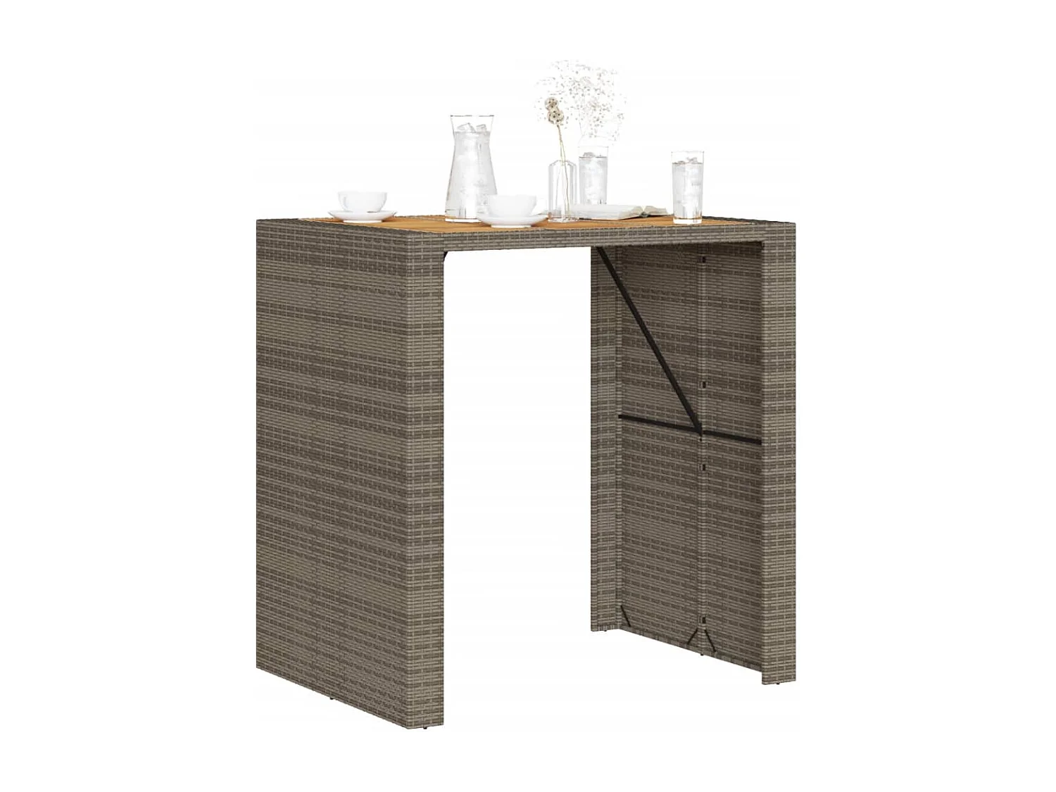 Table de jardin et dessus en bois d'acacia gris résine tressée