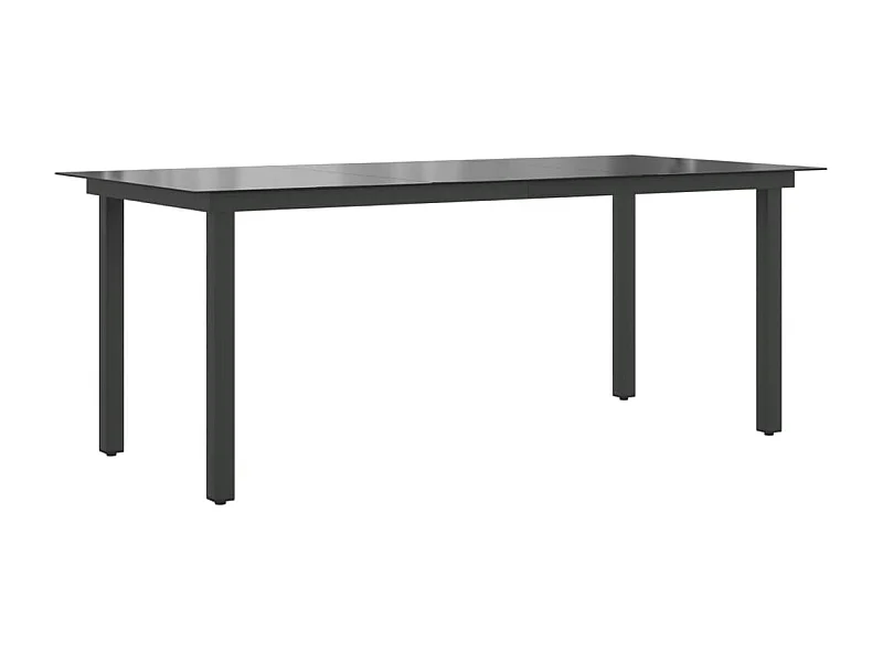 Mesa de jardim em alumínio e vidro 190x90x74 cm preto
