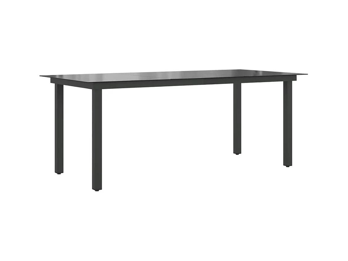 Table de jardin Noir 190 x 90 x 74 cm Aluminium et verre