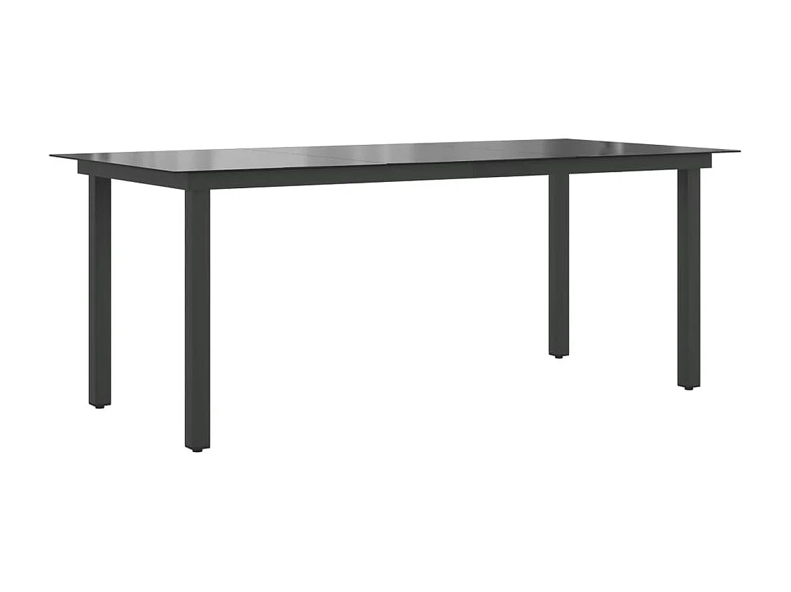 Mesa de jardín de aluminio y vidrio negra 190x90x74 cm