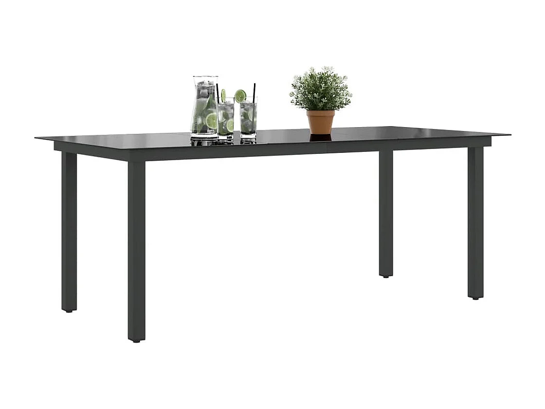 Mesa de jardín de aluminio y vidrio negra 190x90x74 cm