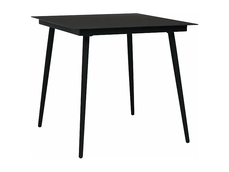 Mesa de comedor de jardín acero y vidrio negra 80x80x74 cm