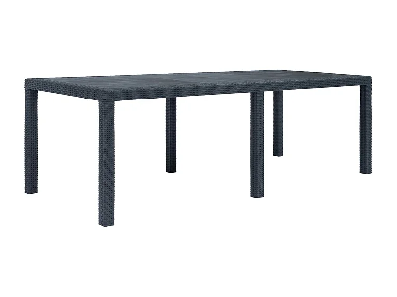 Mesa de jardim 220x90x72cm plástico antracite c/ aspeto de vime